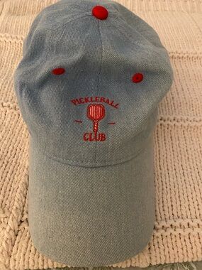 Light Blue Denim-Style Baseball Cap with Red Embroidery